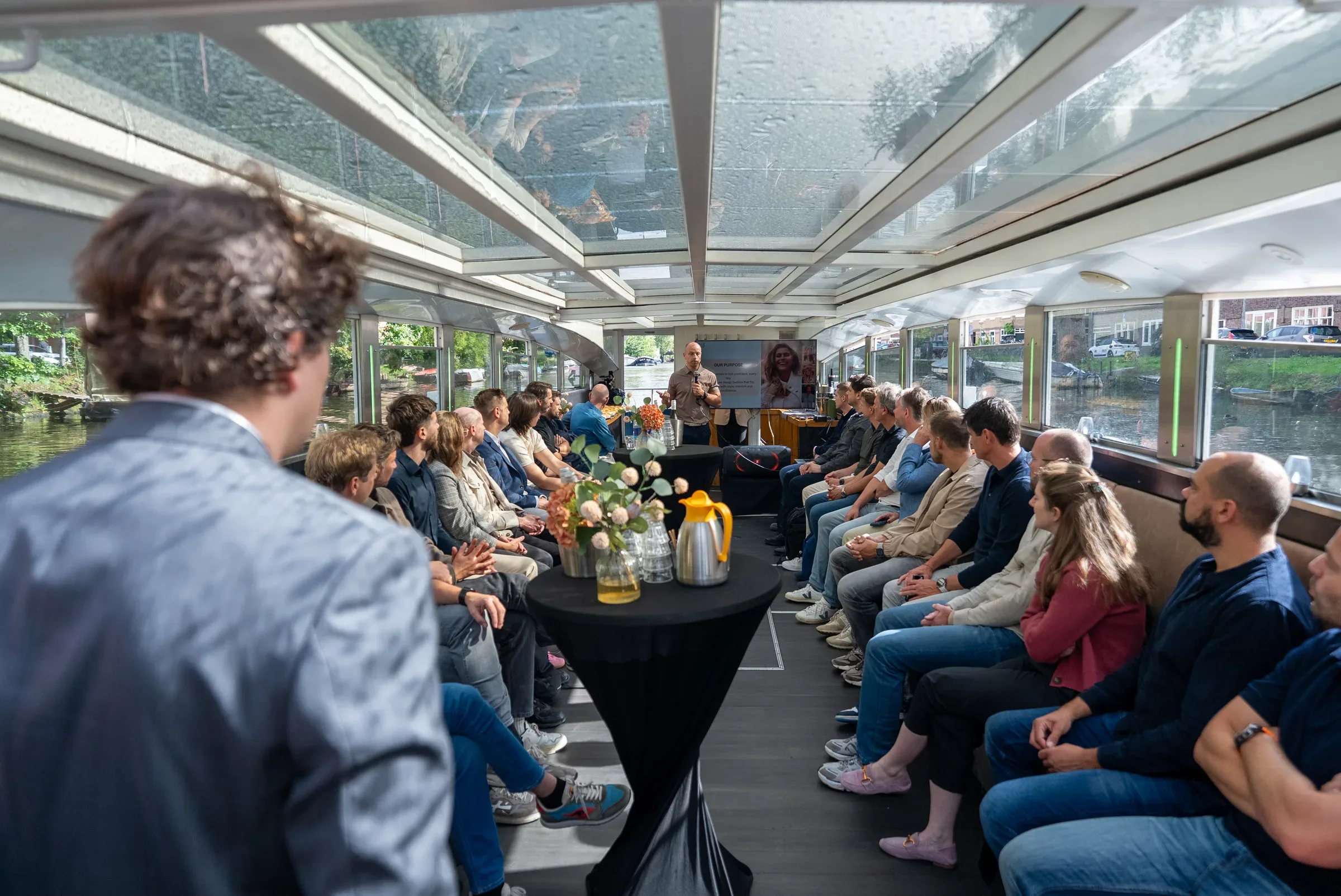 Guests aboard the private canal cruise, 16 September